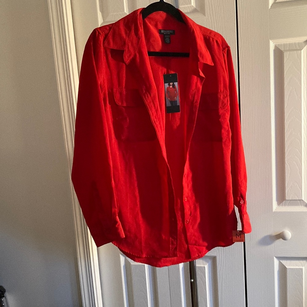 Central Park West red button up blouse